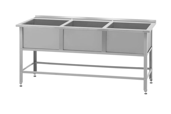 Ванна моечная ВМСб - 630/3 "Base"(полка 2-мя отверстиями,борт)